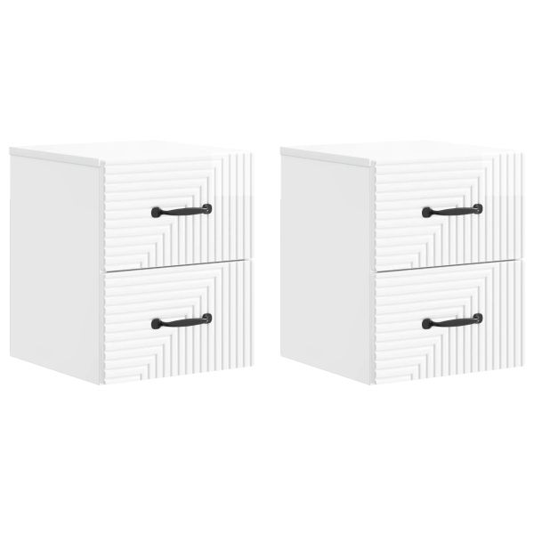 Спален шкаф с монтаж на стена 2 pcs Бял гланц 34,5 x 33 x 40 см