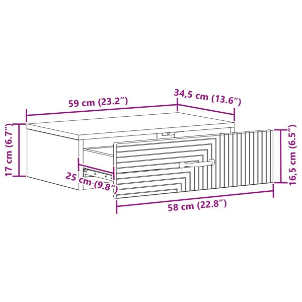 Стенен страничен масичка Дъб сонома 59 x 34,5 x 17 см
