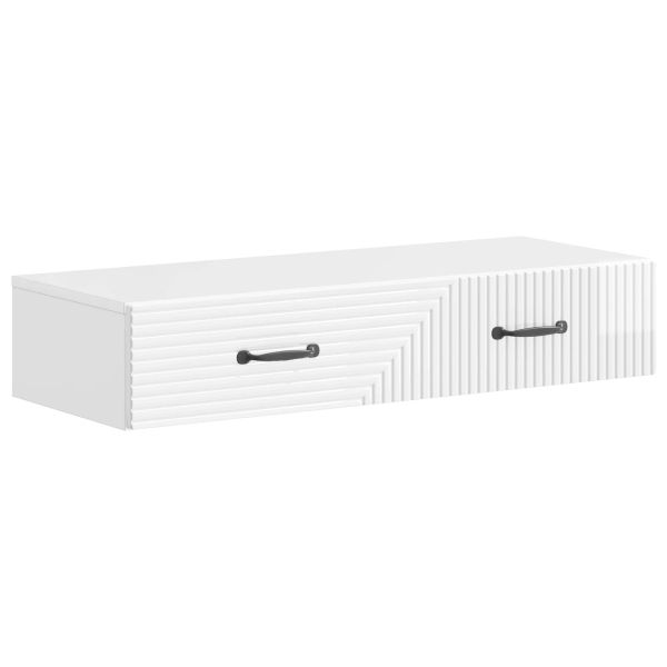 Стенен страничен масичка Бял гланц 87,5 x 34,5 x 17 см