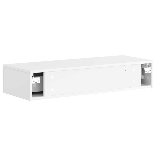 Стенен страничен масичка Бял гланц 87,5 x 34,5 x 17 см
