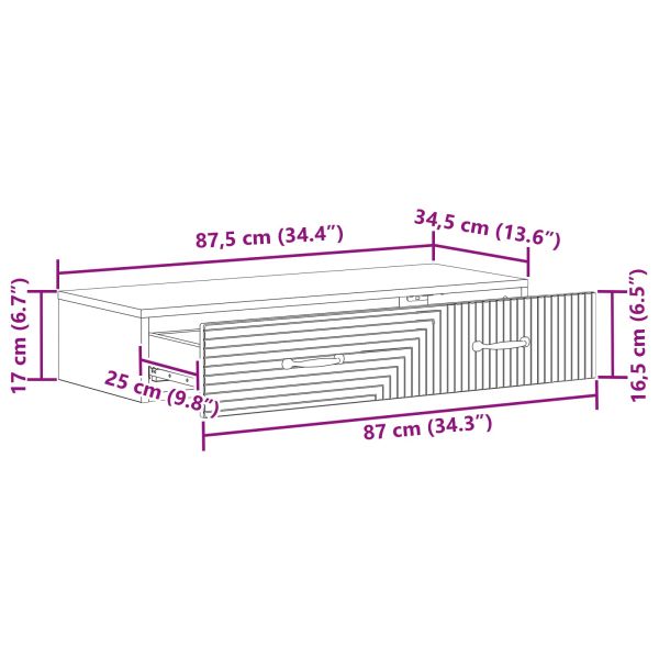 Стенен страничен масичка Опушен дъб 87,5 x 34,5 x 17 см