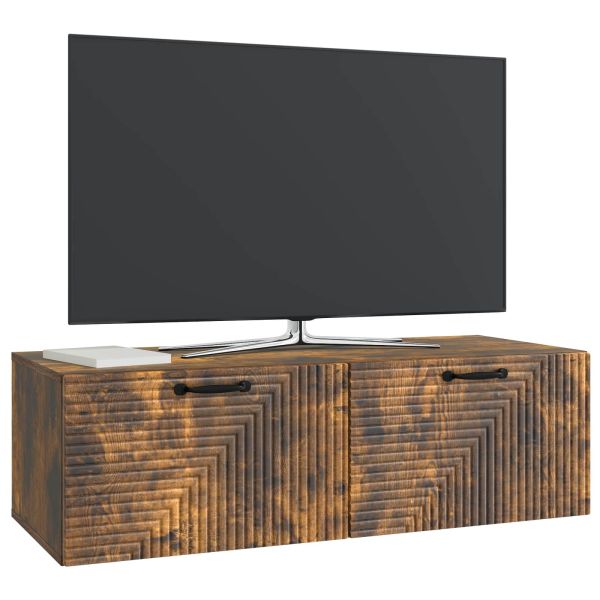 Стенно монтиран ТВ шкаф Опушен дъб 98 x 41 x 30 см