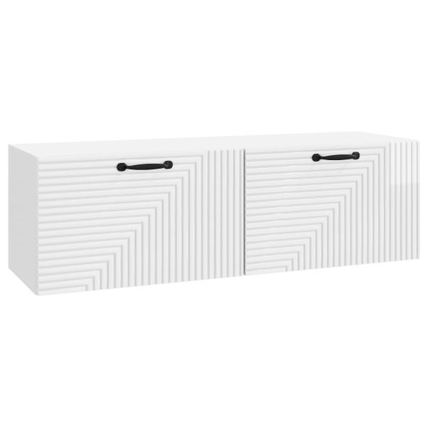 Стенно монтиран ТВ шкаф Бял гланц 98 x 31 x 30 см