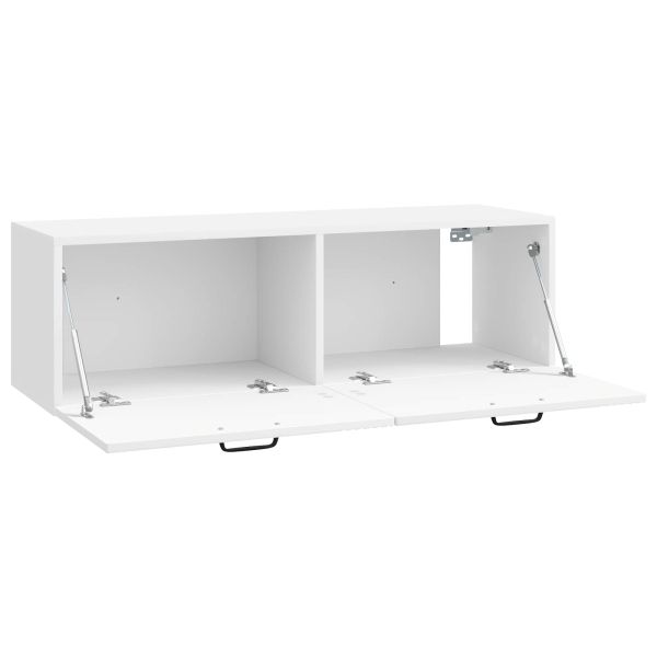 Стенно монтиран ТВ шкаф Бял гланц 98 x 31 x 30 см