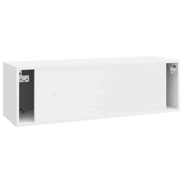 Стенно монтиран ТВ шкаф Бял гланц 98 x 31 x 30 см