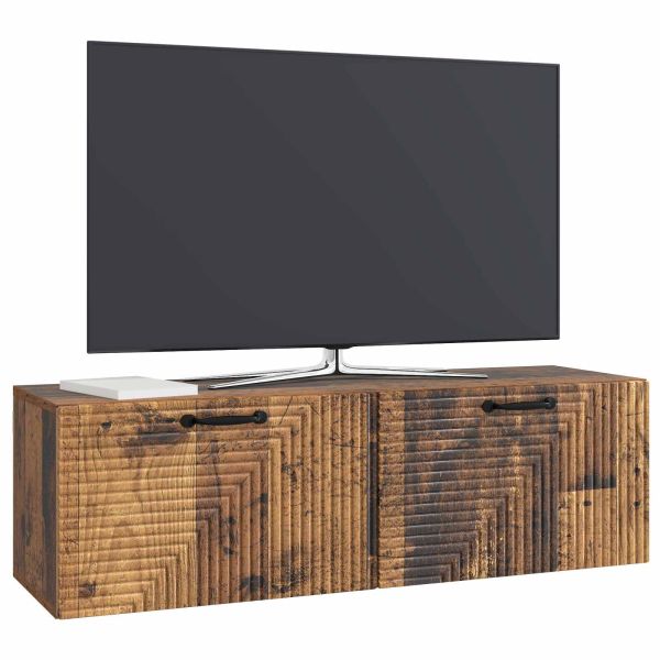 Стенно монтиран ТВ шкаф Старо дърво 98 x 31 x 30 см