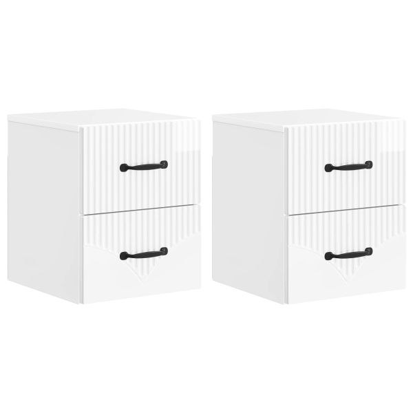 Спален шкаф с монтаж на стена 2 pcs Бял гланц 34,5 x 33 x 40 см