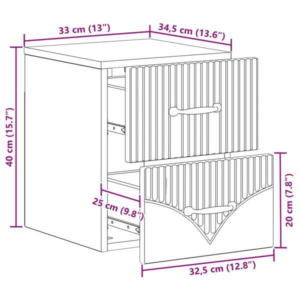 Спален шкаф с монтаж на стена Опушен дъб 34,5 x 33 x 40 см