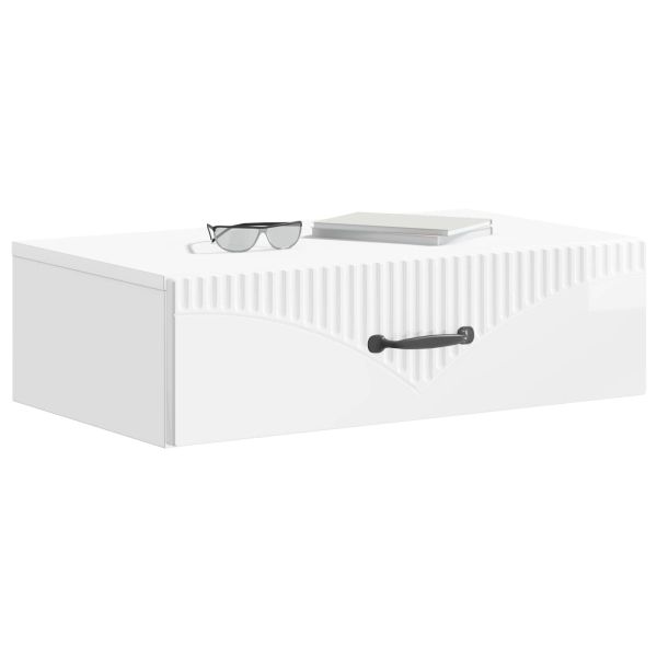 Стенен страничен масичка Бял гланц 59 x 34,5 x 17 см