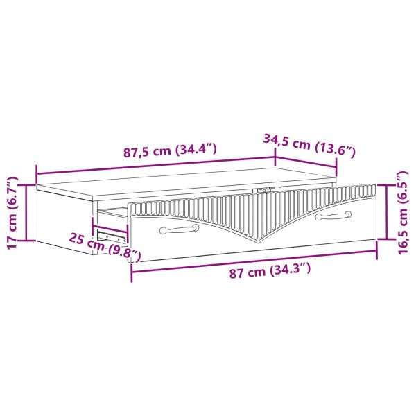 Стенен страничен масичка Черно 87,5 x 34,5 x 17 см