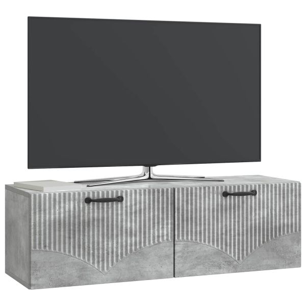 Стенно монтиран ТВ шкаф Бетонно сиво 98 x 31 x 30 см