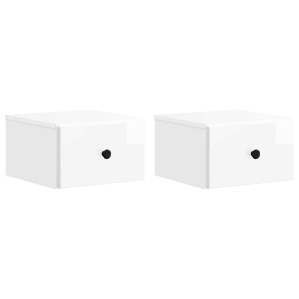 Спален шкаф с монтаж на стена 2 pcs Бял гланц 34,5 x 33 x 20 см