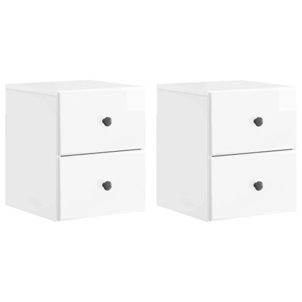 Спален шкаф с монтаж на стена 2 pcs Бял гланц 34,5 x 33 x 40 см