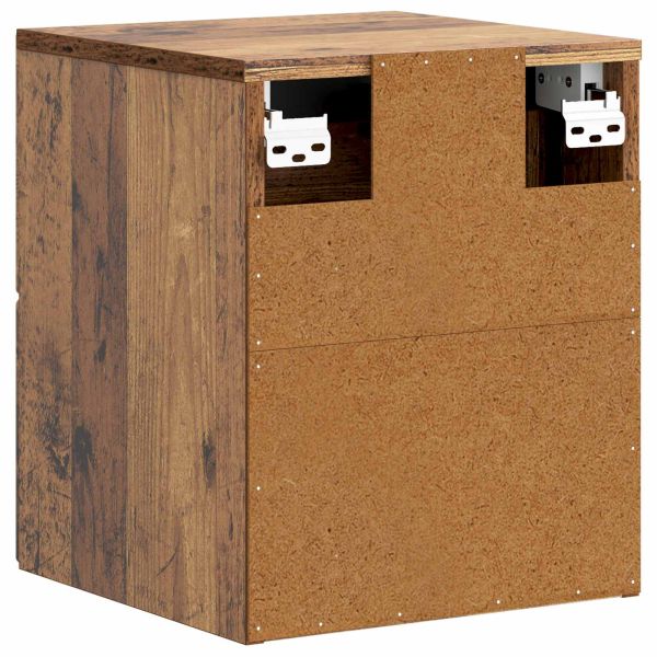 Спален шкаф с монтаж на стена с чекмедже 2 pcs Старо дърво