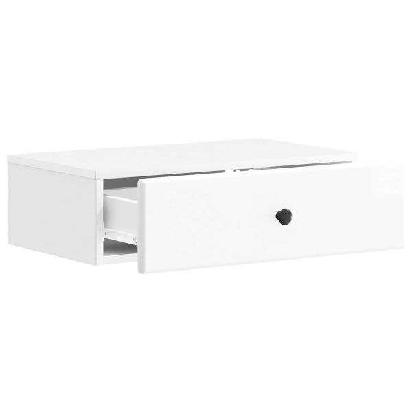 Стенен страничен масичка Бял гланц 59 x 34,5 x 17 см