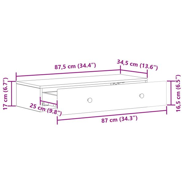 Стенен страничен масичка Бетонно сиво 87,5 x 34,5 x 17 см