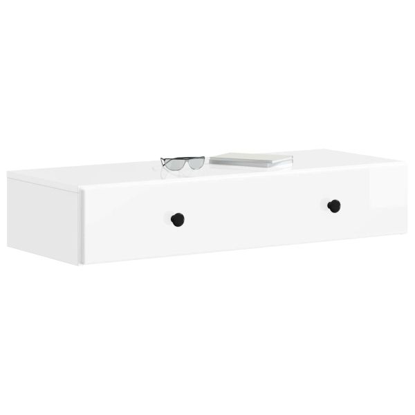 Стенен страничен масичка Бял гланц 87,5 x 34,5 x 17 см