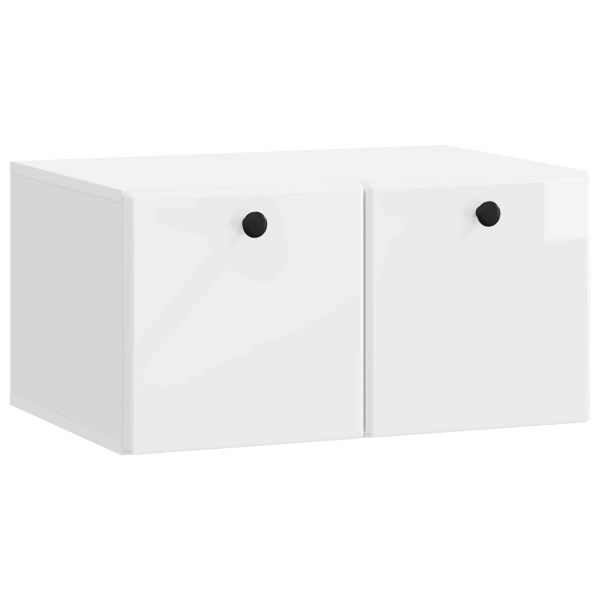 Стенно монтиран ТВ шкаф Бял гланц 59,5 x 41 x 30 см