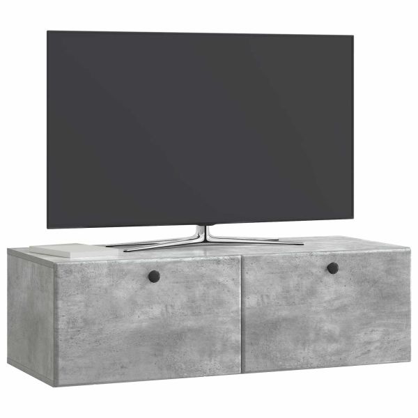 Стенно монтиран ТВ шкаф Бетонно сиво 98 x 41 x 30 см