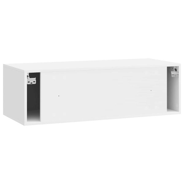 Стенно монтиран ТВ шкаф Бял гланц 98 x 41 x 30 см