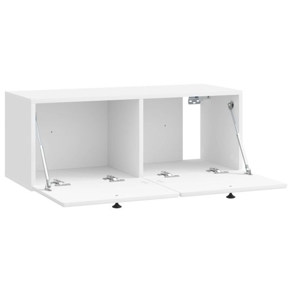 Стенно монтиран ТВ шкаф Бял гланц 78,5 x 31 x 30 см
