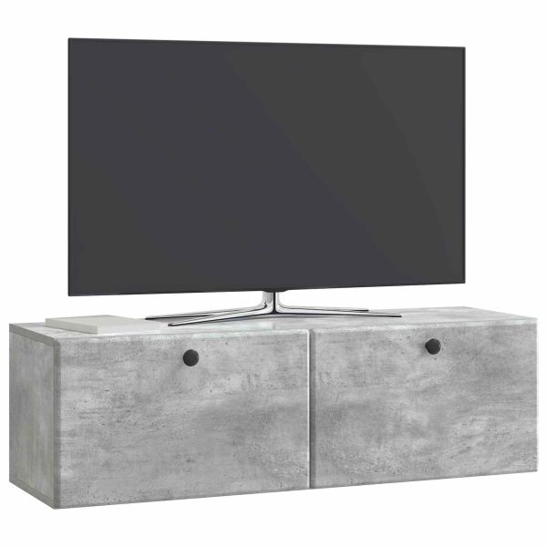 Стенно монтиран ТВ шкаф Бетонно сиво 98 x 31 x 30 см