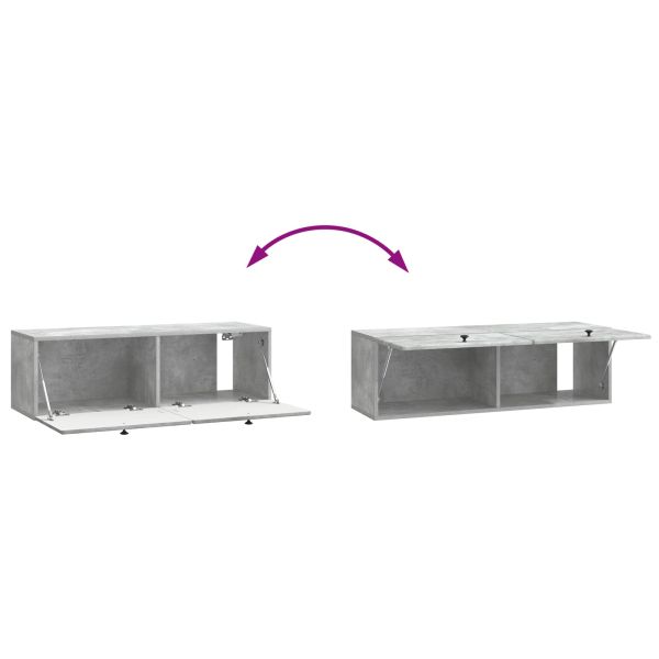 Стенно монтиран ТВ шкаф Бетонно сиво 98 x 31 x 30 см