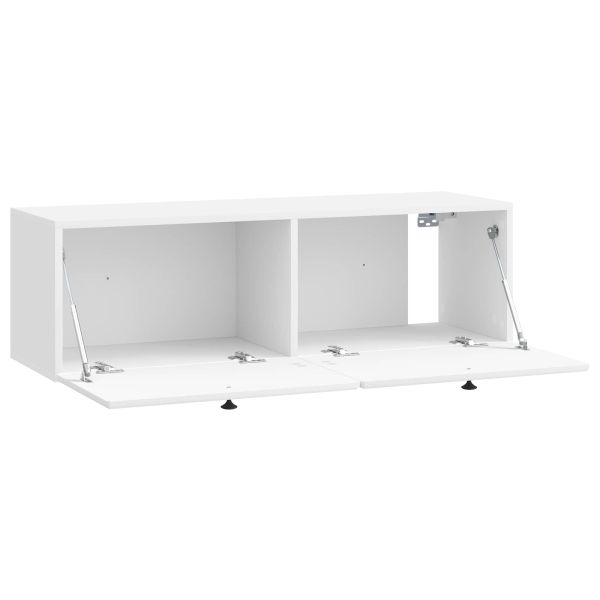 Стенно монтиран ТВ шкаф Бял гланц 98 x 31 x 30 см