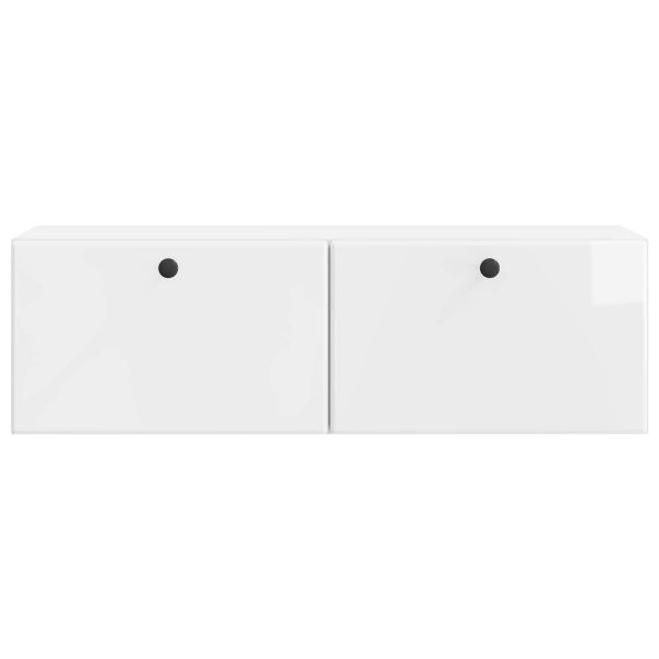 Стенно монтиран ТВ шкаф Бял гланц 98 x 31 x 30 см