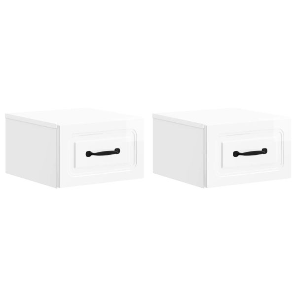 Спален шкаф с монтаж на стена 2 pcs Бял гланц 34,5 x 33 x 20 см