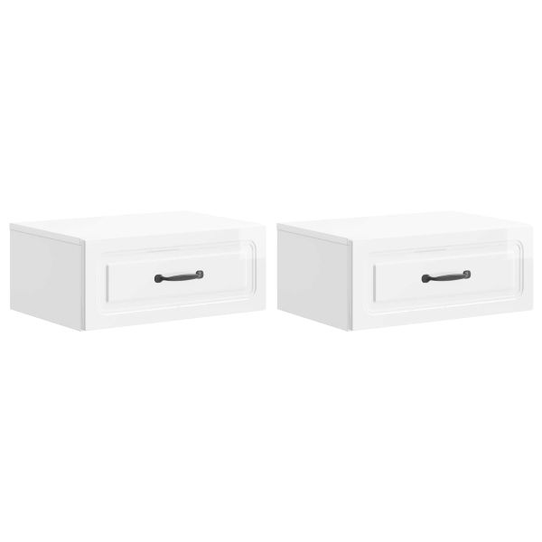 Спален шкаф с монтаж на стена 2 pcs Бял гланц 49 x 34,5 x 20 см