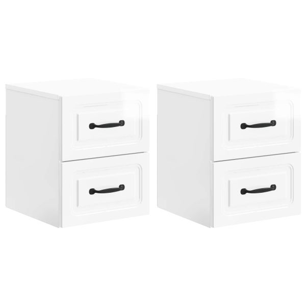 Спален шкаф с монтаж на стена 2 pcs Бял гланц 34,5 x 33 x 40 см