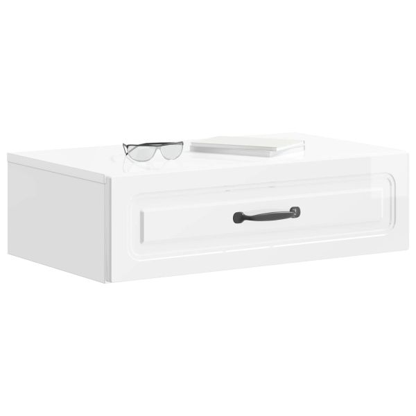 Стенен страничен масичка Бял гланц 59 x 34,5 x 17 см