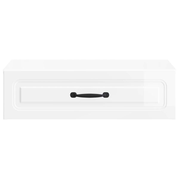 Стенен страничен масичка Бял гланц 59 x 34,5 x 17 см