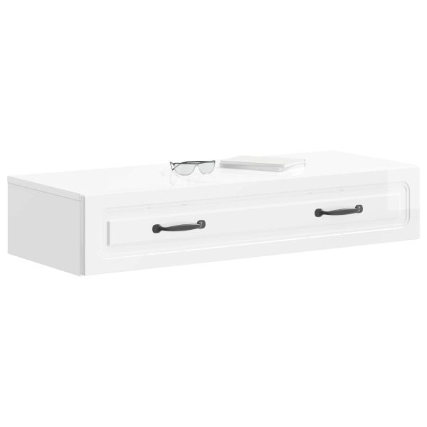 Стенен страничен масичка Бял гланц 87,5 x 34,5 x 17 см