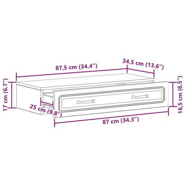 Стенен страничен масичка Бял гланц 87,5 x 34,5 x 17 см