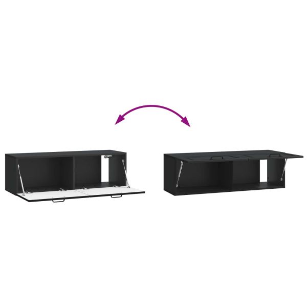 Стенно монтиран ТВ шкаф Черно 98 x 31 x 30 см