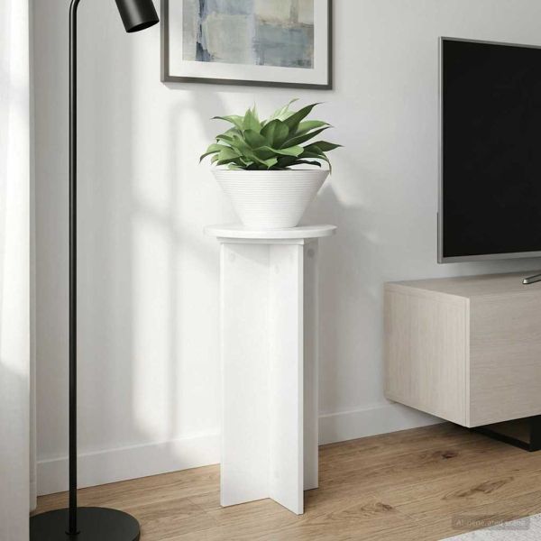 Стойка за растения 2 pcs Бял гланц 29,5 x 29,5 x 60 см