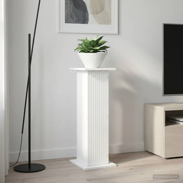 Стойка за растения Бяло 30,5 x 30 x 80,5 см Инженерна дървесина