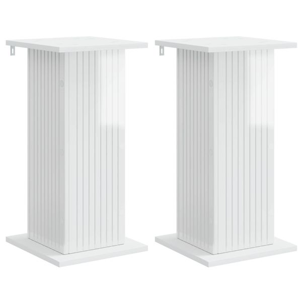 Стойка за растения 2 pcs Бял гланц 30,5 x 30 x 60,5 см