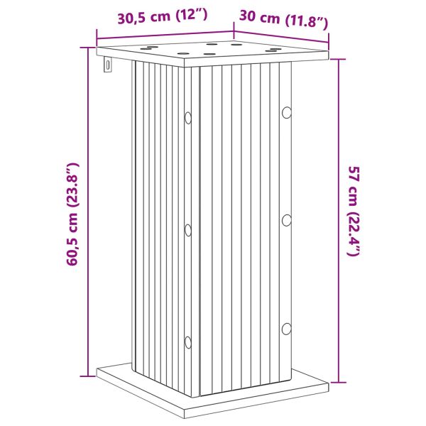 Стойка за растения 2 pcs Опушен дъб 30,5 x 30 x 60,5 см