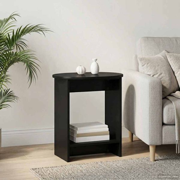 Странична маса Черно 50 x 39,5 x 55 см Инженерна дървесина