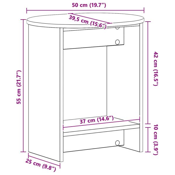 Странична маса Бял гланц 50 x 39,5 x 55 см Инженерна дървесина