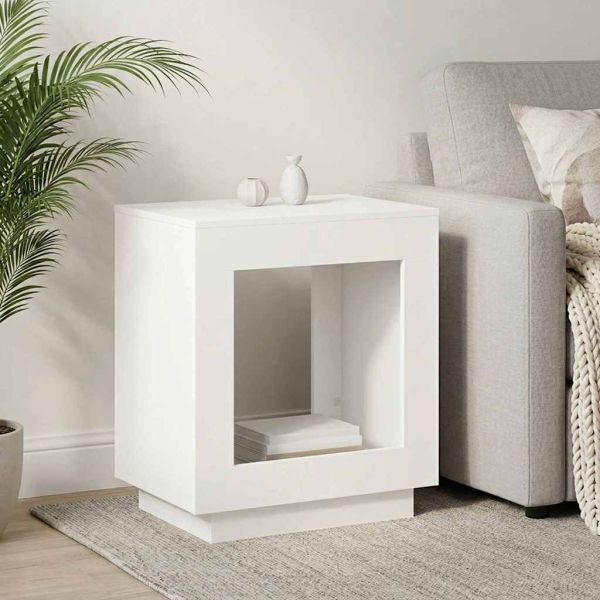 Странична маса Бяло 60 x 40 x 65 см Инженерна дървесина