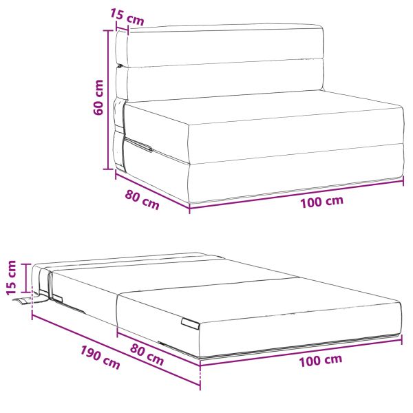 Разтегателен диван легло Светлозелено сиво 190 x 100 x 15 см