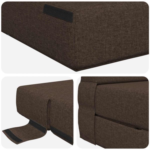 Разтегателен диван легло Таупе 203 x 152 x 15 см текстил