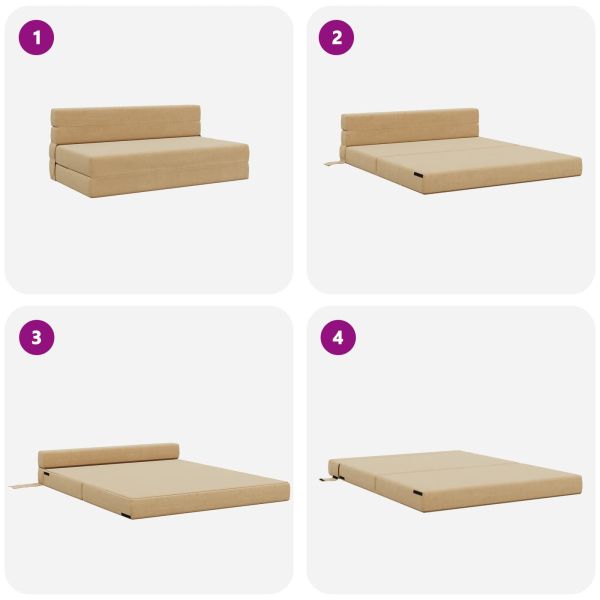 Разтегателен диван легло Светлозелено сиво 203 x 152 x 15 см