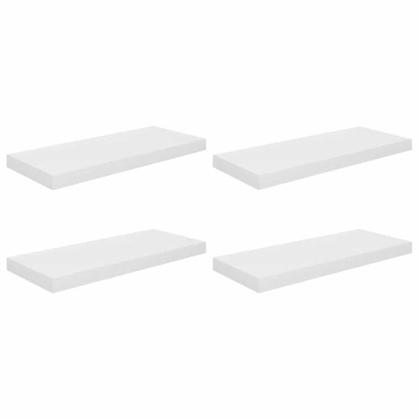 Окачени стенни рафтове, 4 бр, бял гланц, 60x23,5x3,8 см, МДФ