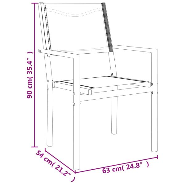 Градински трапезен комплект 7 части черен стомана и текстилен