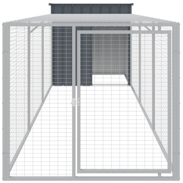 Клетка за пилета с волиера, 110x405x110 см, поцинкована стомана